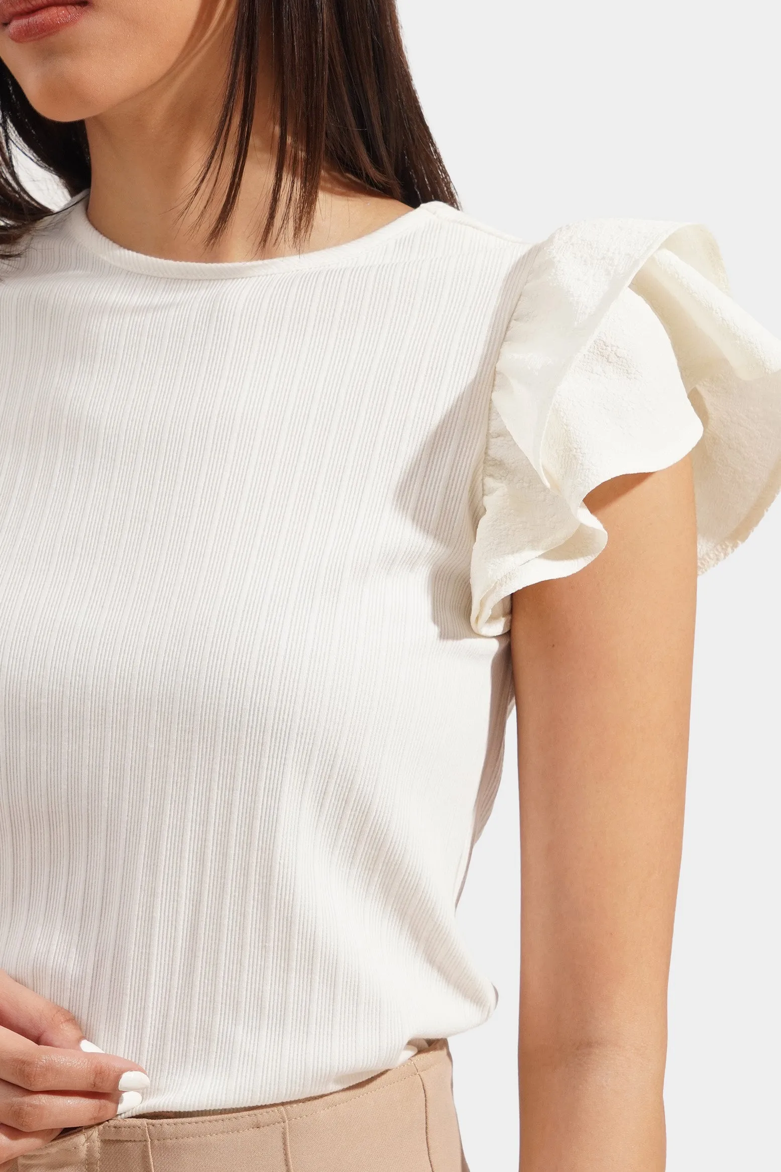 Ruffled Sleeve Tee