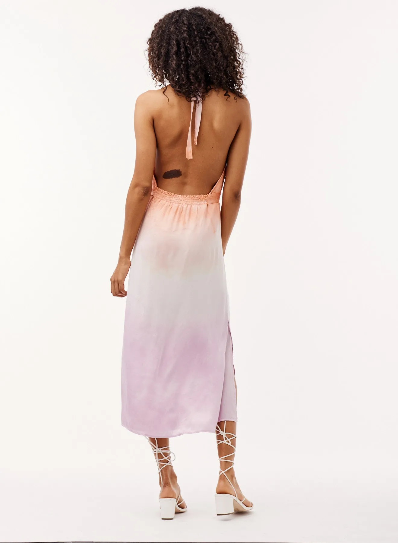 Satin Open Back Halter Dress - Orchid Sunset Dye