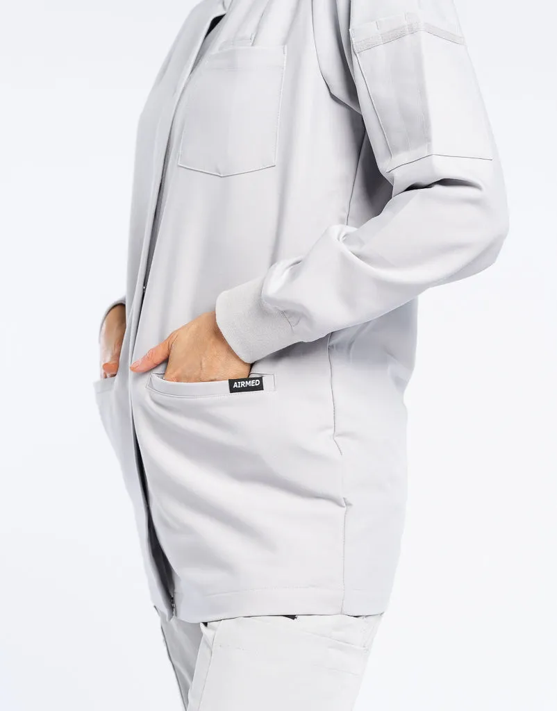 Scrub Jacket Button Up - Tail light Grey