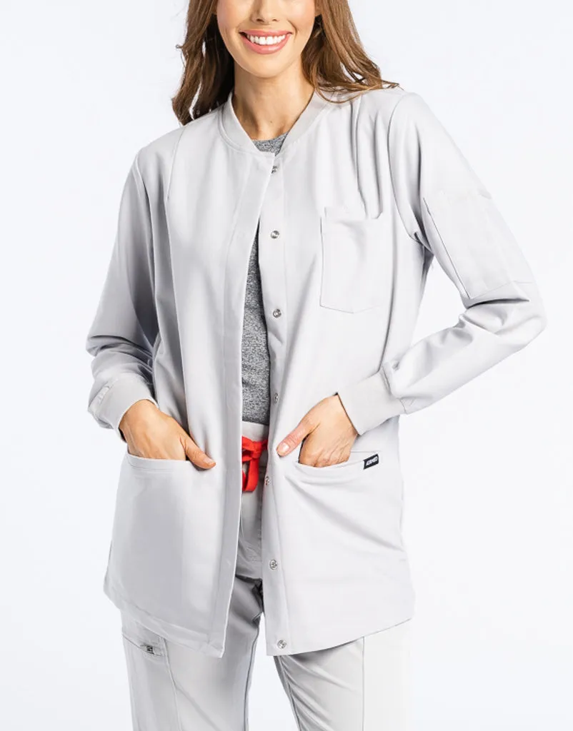 Scrub Jacket Button Up - Tail light Grey