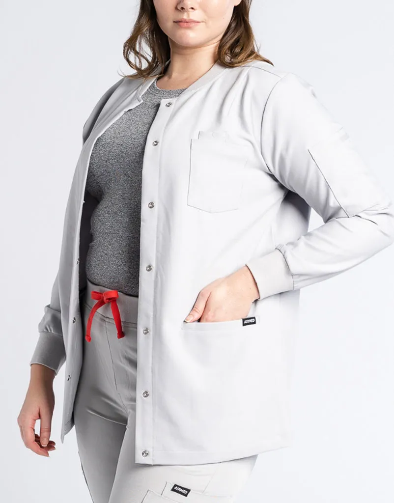 Scrub Jacket Button Up - Tail light Grey