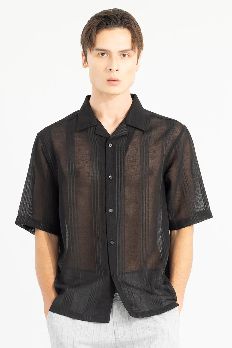 Sheer Elegance Black Oversized Shirt