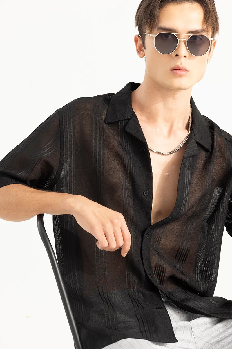 Sheer Elegance Black Oversized Shirt