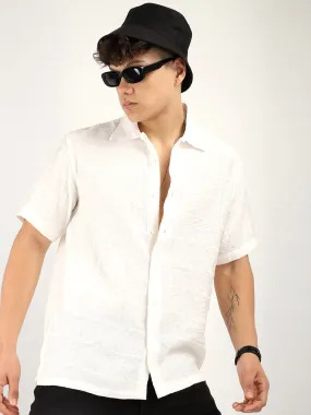 Shirtolo White Plain Half Sleeve Shirt