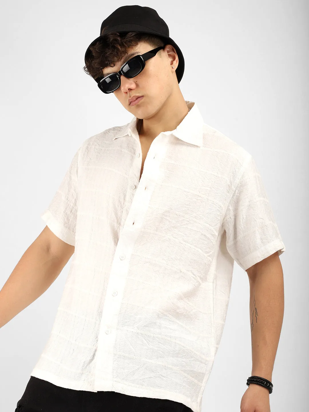 Shirtolo White Plain Half Sleeve Shirt