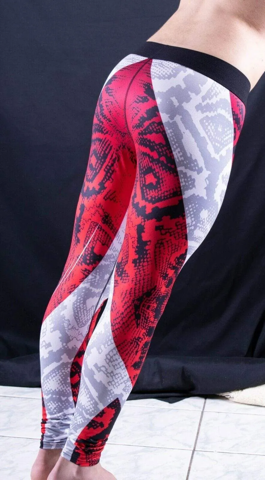 SMU Thin Fashion Leggings Tight-Fit Sporty RED MX8