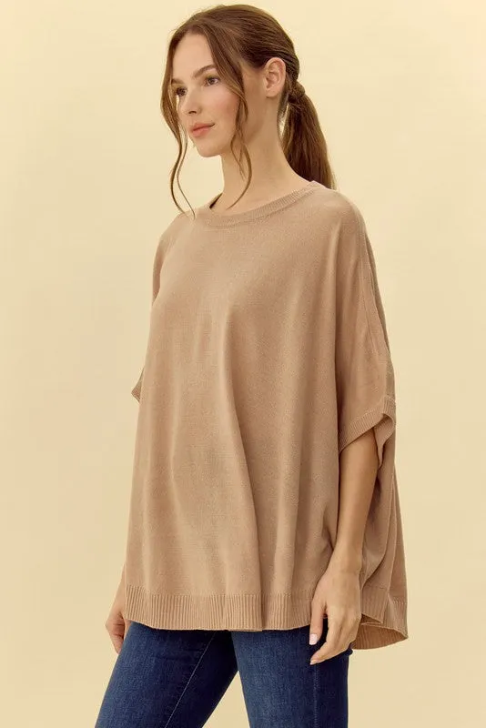 Solid 1/2 Dolman Sleeves Knit Top