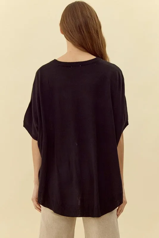 Solid 1/2 Dolman Sleeves Knit Top