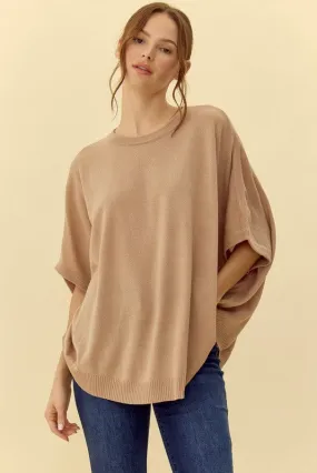 Solid 1/2 Dolman Sleeves Knit Top