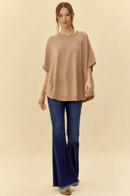 Solid 1/2 Dolman Sleeves Knit Top