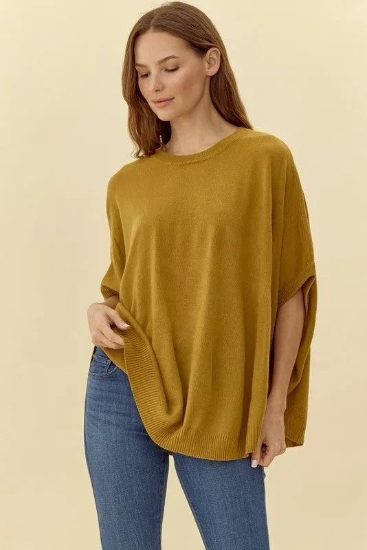 Solid 1/2 Dolman Sleeves Knit Top