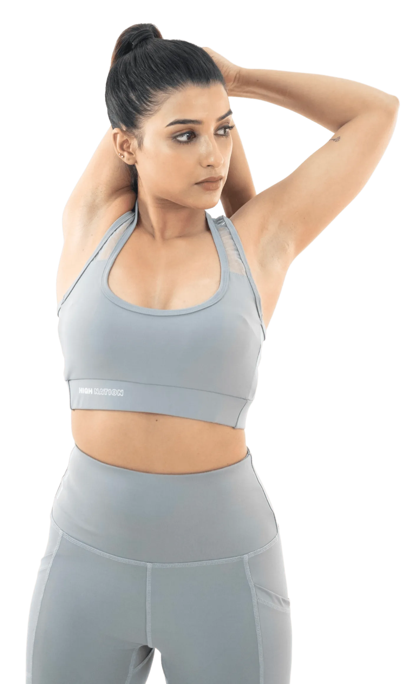 Solid Grey Cross Back Sports Bra