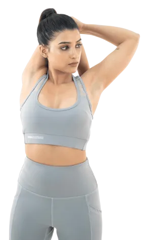 Solid Grey Cross Back Sports Bra