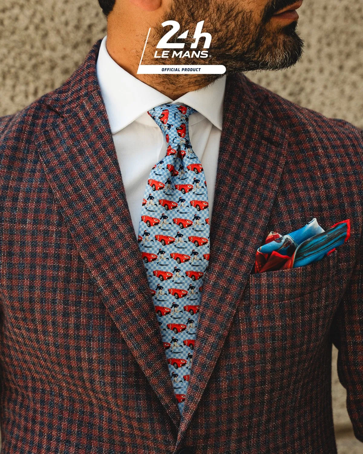 START | 24 Hours of Le Mans - Silk Tie - Light Blue/Red