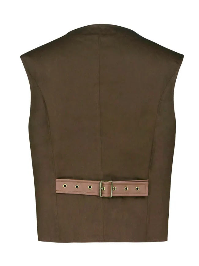 Steampunk Victorian Faux Leather Patchwork Waistcoat Casual Vest