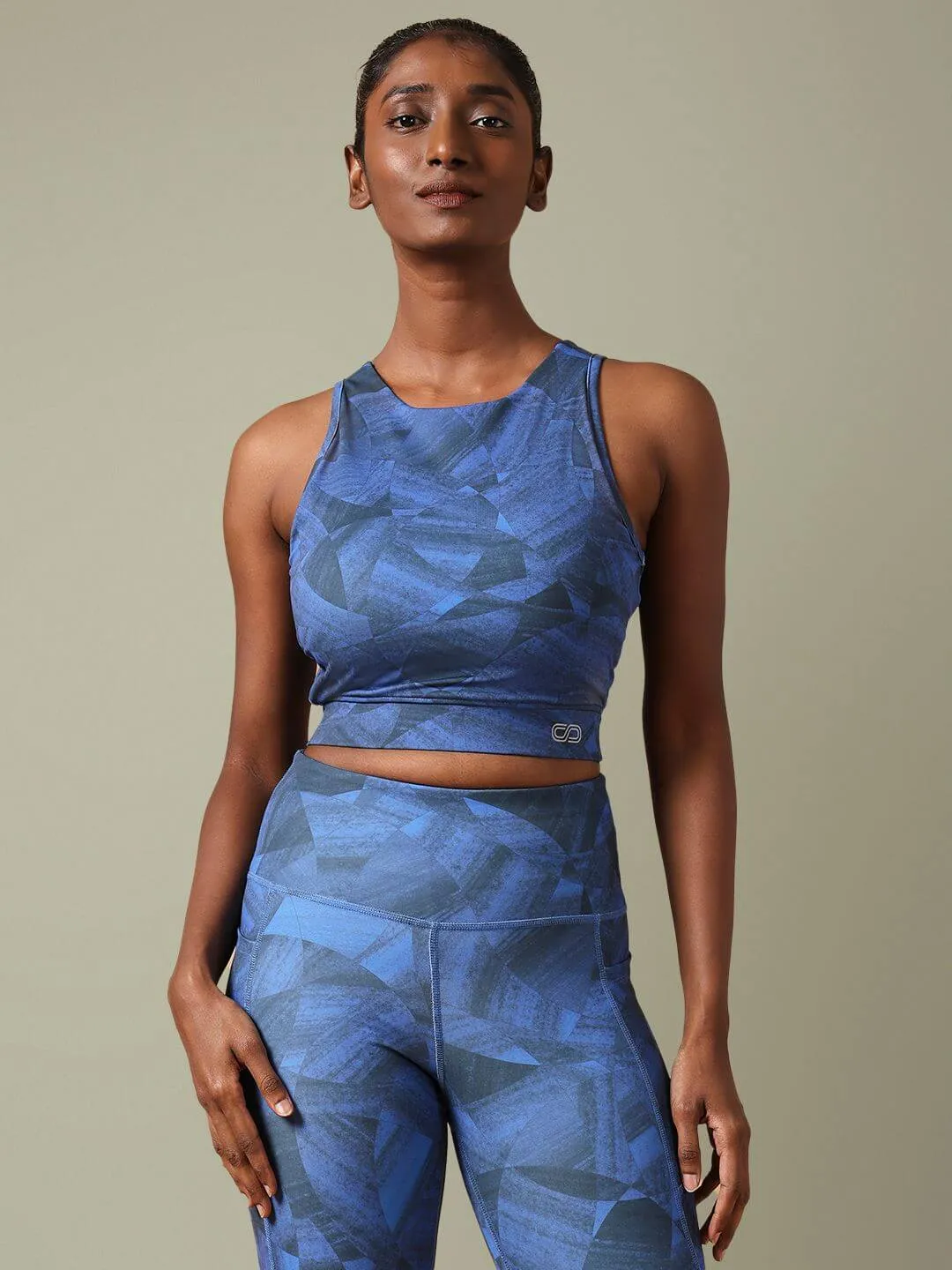 Stellar Blue Cross Back Crop Top & Aura Leggings