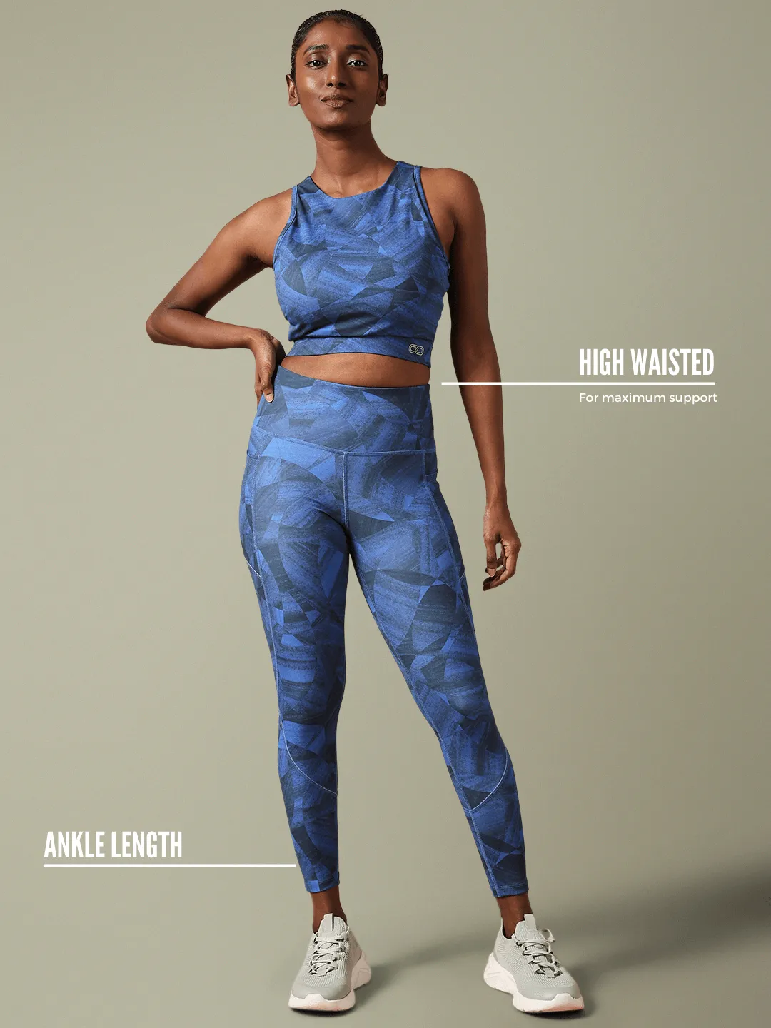 Stellar Blue Cross Back Crop Top & Aura Leggings