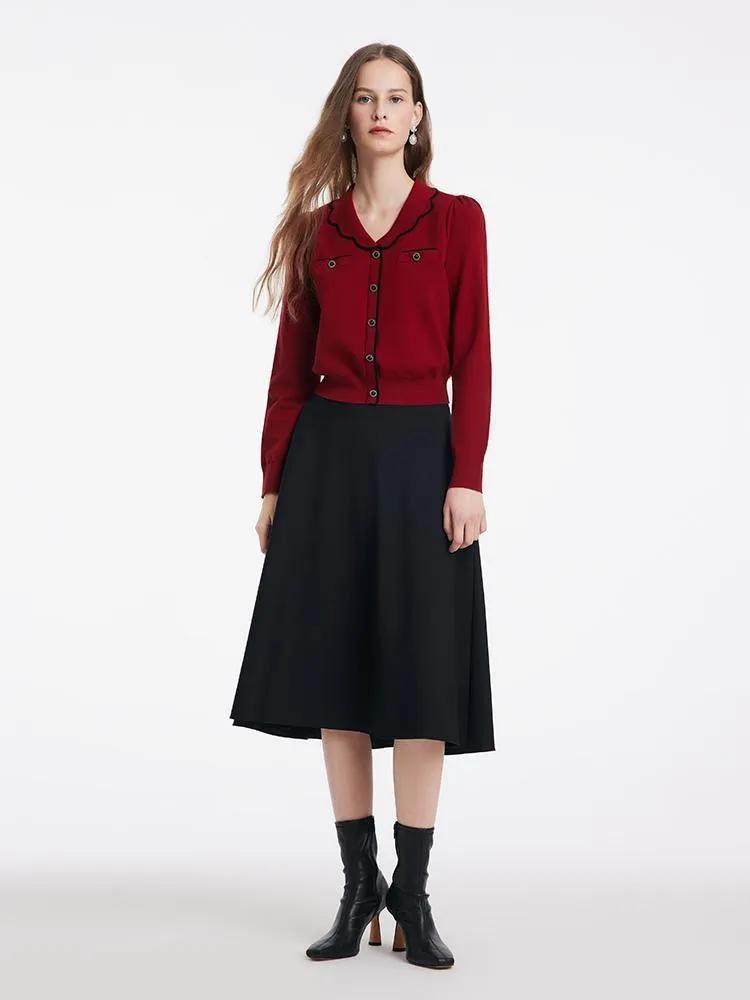 Tencel Wool V-Neck Sweater And Half Skirt Two-Piece Set