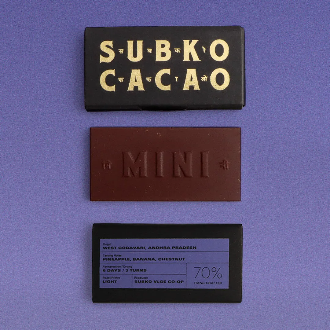 Terroir (70% Dark): Subko VLGE Co-op, West Godavari, Andhra Pradesh (Single Origin Dark Chocolate)