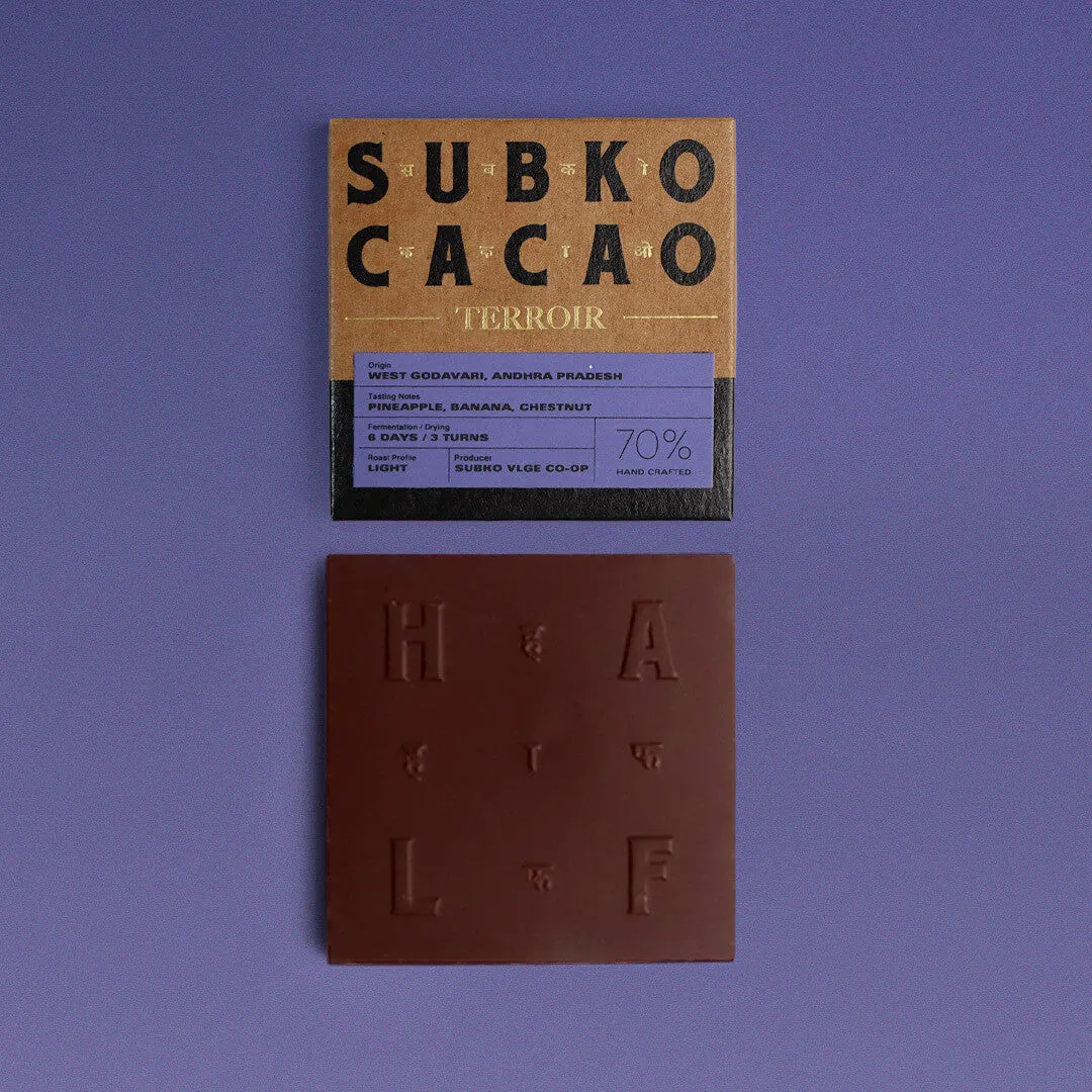 Terroir (70% Dark): Subko VLGE Co-op, West Godavari, Andhra Pradesh (Single Origin Dark Chocolate)