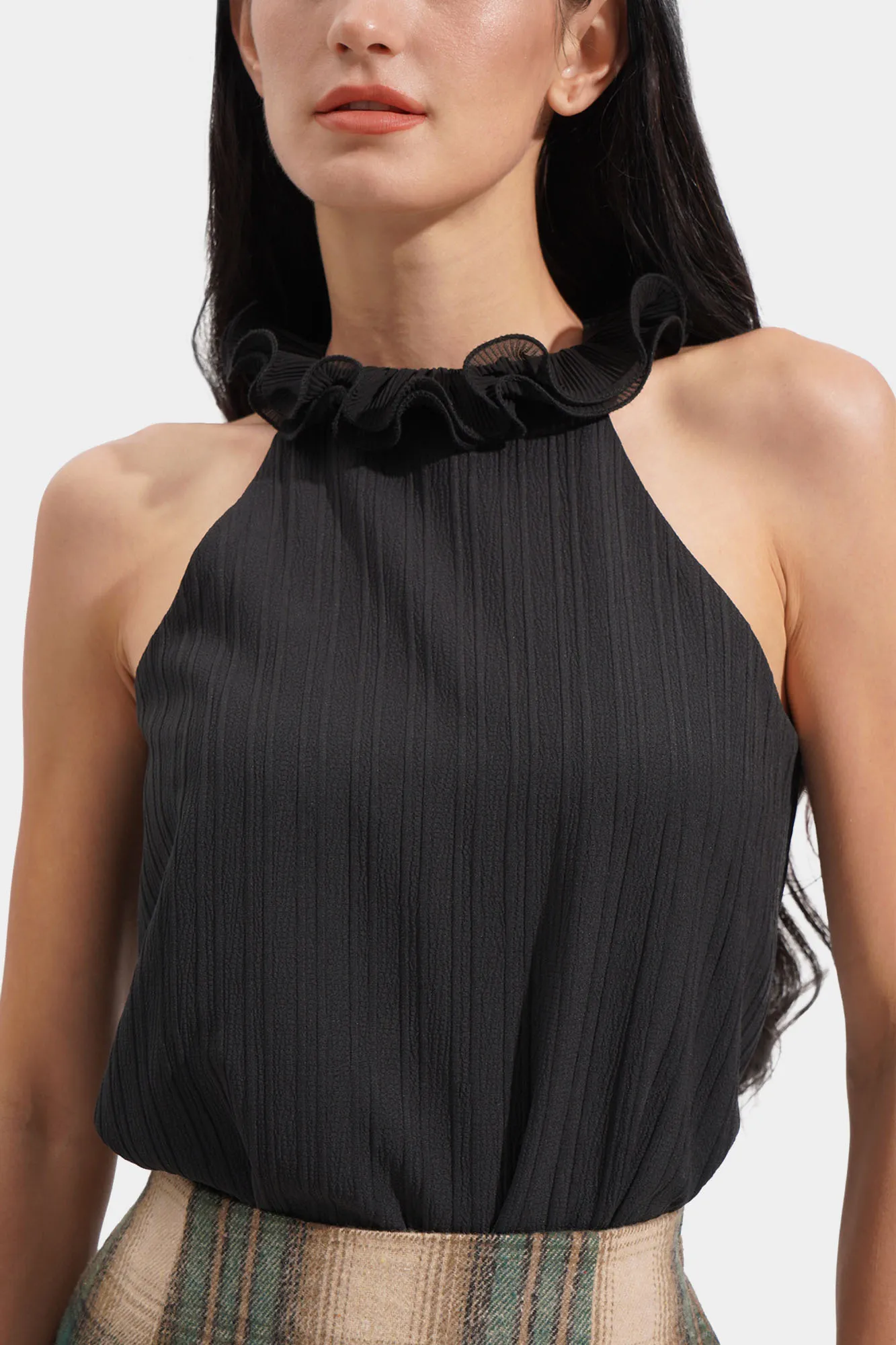 Textured Ruffled Halter Top