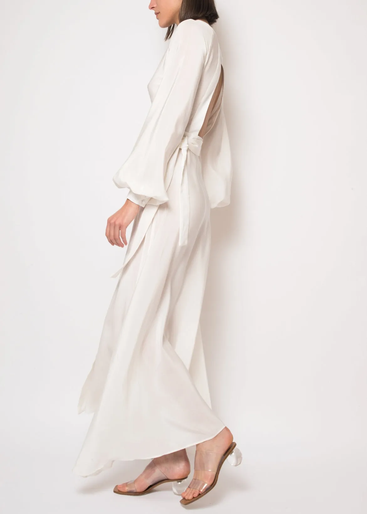 Ursula White Open Back Maxi Dress