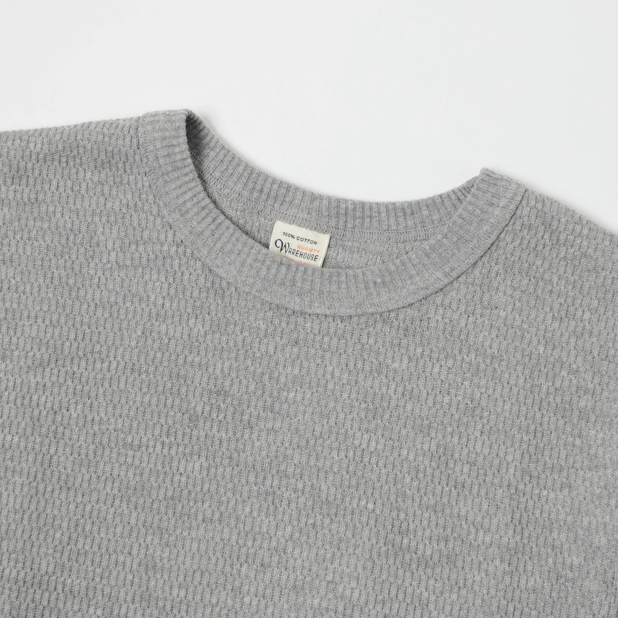 Warehouse & Co 5903 LS Waffle Knit Crew Neck Tee - Heather Grey