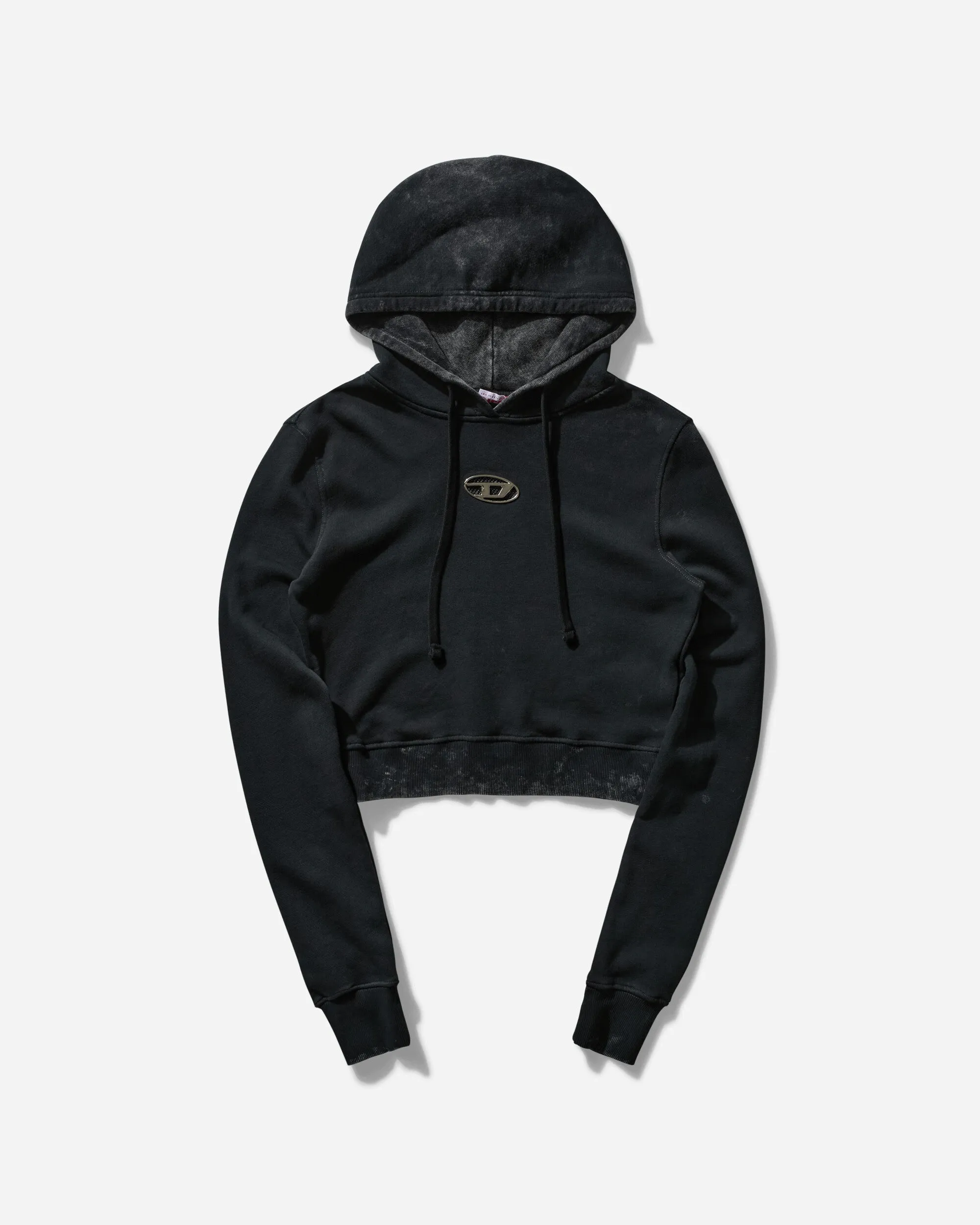 Women's Faded Cut-Out Metal Logo Hoodie Black