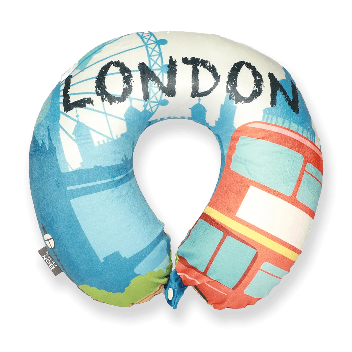 World Edition Memory Foam Travel Neck Pillow - London Blue